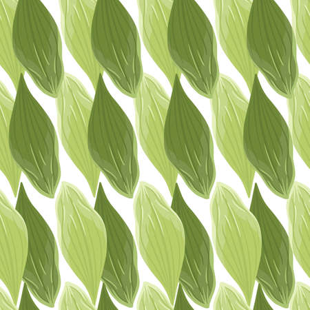 Isolated botanic foliage seamless pattern with green simple leaf silhouettes ornament. White background. Stock illustration. Vector design for textile, fabric, giftwrap, wallpapers.のイラスト素材