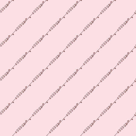 Outline purple lavender diagonal style seamless pattern. Pink background. Abstract organic ornament. Perfect for fabric design, textile print, wrapping, cover. Vector illustration.のイラスト素材