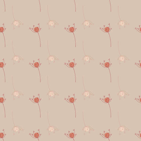 Vintage seamless pattern with botanic yarrow doodle flowers ornament. Pink pastel background. Vector illustration for seasonal textile prints, fabric, banners, backdrops and wallpapers.のイラスト素材