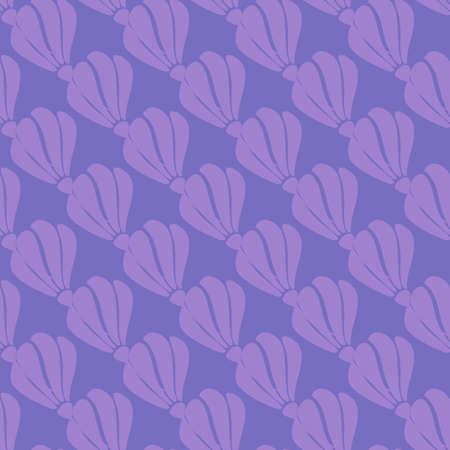 Purple colored flowers shapes seamless doodle pattern. Blue background. Vintage botanic backdrop. Vector illustration for seasonal textile prints, fabric, banners, backdrops and wallpapers.のイラスト素材