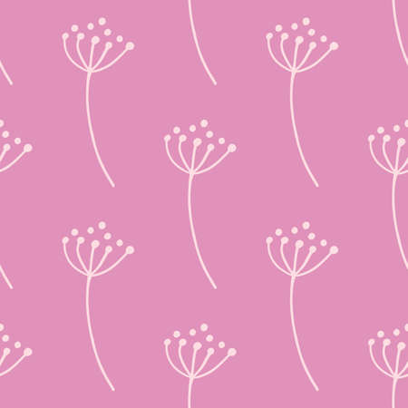 Decorative white contoured rowan berry shapes seamless pattern. Pastel pink background. Vector illustration for seasonal textile prints, fabric, banners, backdrops and wallpapers.のイラスト素材