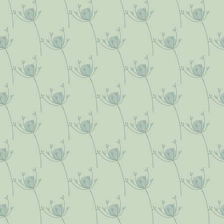 Botanic seamless healthy medicine pattern with simple yarrow ornament. Blue pale backdrop. Vector illustration for seasonal textile prints, fabric, banners, backdrops and wallpapers.のイラスト素材