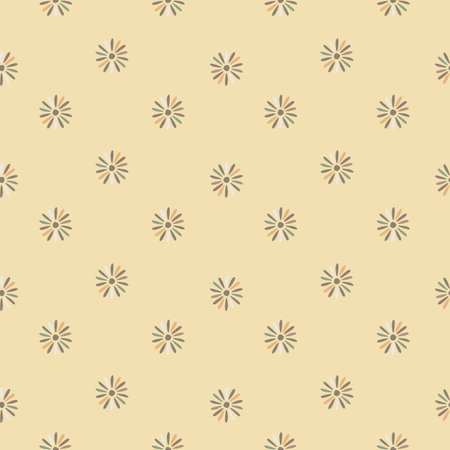 Nature botany seamless pattern with little eometric ditsy print. grey flowers on beige background. Stock illustration. Vector design for textile, fabric, giftwrap, wallpapers.のイラスト素材