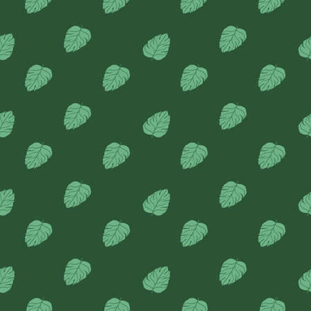 Simple style nature seamless pattern with tropical green little monstera leaf shapes. Nature palm backdrop. Graphic design for wrapping paper and fabric textures. Vector Illustration.のイラスト素材