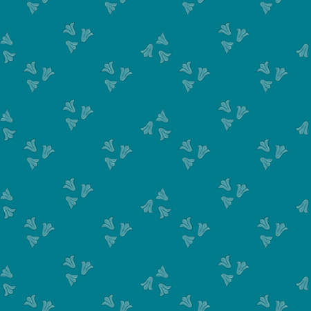 Little bellflower silgouettes ornament seamless pattern in abstract style. Turquoise colored artwork. Vector illustration for seasonal textile prints, fabric, banners, backdrops and wallpapers.のイラスト素材