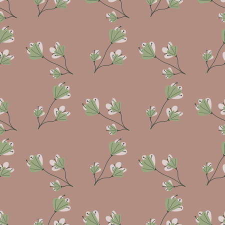 Blossom pale tones seamless pattern with simple green abstract flowers print. Pink pale background. Flat vector print for textile, fabric, giftwrap, wallpapers. Endless illustration.のイラスト素材
