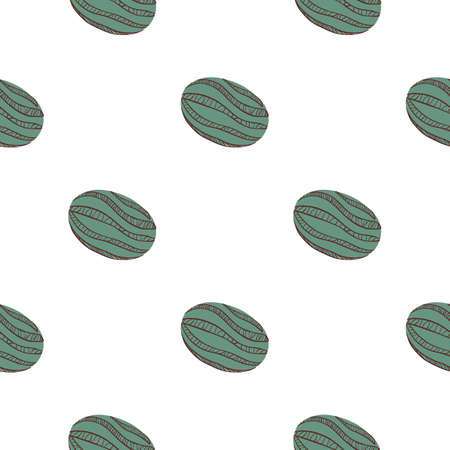 Doodle seamless pattern with blue abstract watermelon ornament. Isolated print. Berries flat backdrop. Graphic design for wrapping paper and fabric textures. Vector Illustration.のイラスト素材