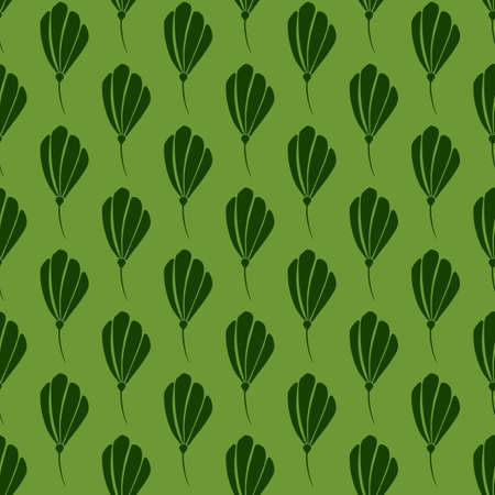 Flowers doodle silhouettes seamless pattern in hand drawn style. Nature backdrop. Green colored artwork. Stock illustration. Vector design for textile, fabric, giftwrap, wallpapers.のイラスト素材