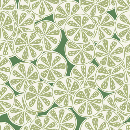 Random decorative seamless pattern with doodle lime slice silhouettes. Pastel colors. Natural organic food print. Stock illustration. Vector design for textile, fabric, gift wrap, wallpapers.のイラスト素材