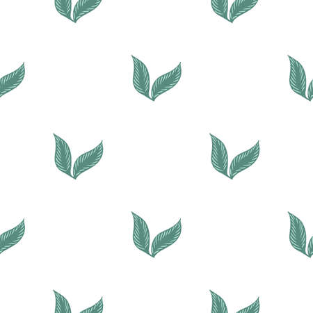 Falling leaf seamless pattern with blue colored silhouettes shapes. White background. Isolated floral print. Stock illustration. Vector design for textile, fabric, gift wrap, wallpapers.のイラスト素材