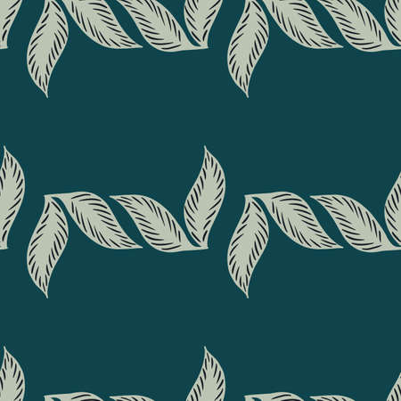 Minimalistic style seamless pattern with simple leaf silhouettes. Blue background. Decor nature print. Stock illustration. Vector design for textile, fabric, giftwrap, wallpapers.のイラスト素材
