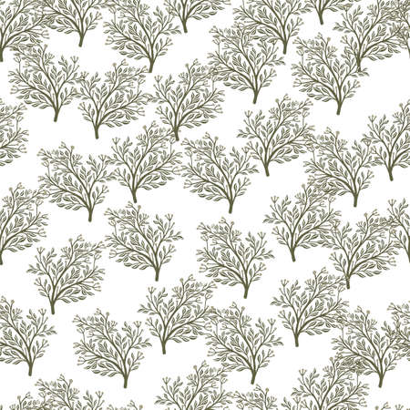 Gray creative random tree forest silhouettes seamless doodle pattern. Isolated floral simple backdrop. Stock illustration. Vector design for textile, fabric, giftwrap, wallpapers.のイラスト素材