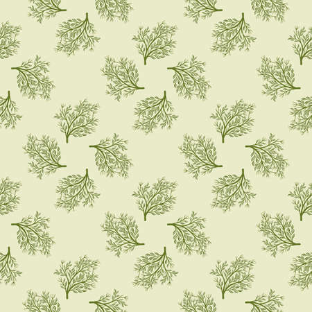 Plant seamless forest pattern with simple green tree silhouettes. Pastel gray background. Natural print. Stock illustration. Vector design for textile, fabric, giftwrap, wallpapers.のイラスト素材