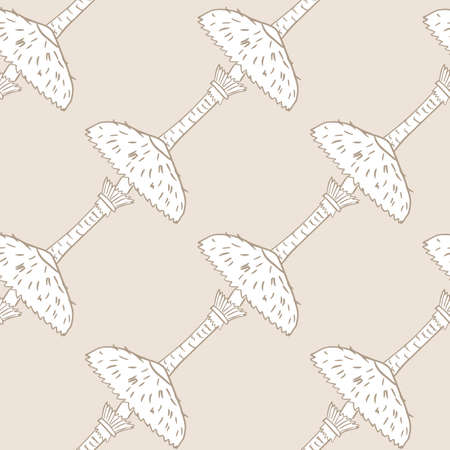 Abstract outline white mushroom shapes seamless pattern. Pastel tones background. Fall harvest print. Stock illustration. Vector design for textile, fabric, giftwrap, wallpapers.のイラスト素材