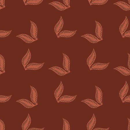 Decorative seamless pattern with herbal leaves ornament. Maroon pale background. Natural botany print. Stock illustration. Vector design for textile, fabric, giftwrap, wallpapers.のイラスト素材
