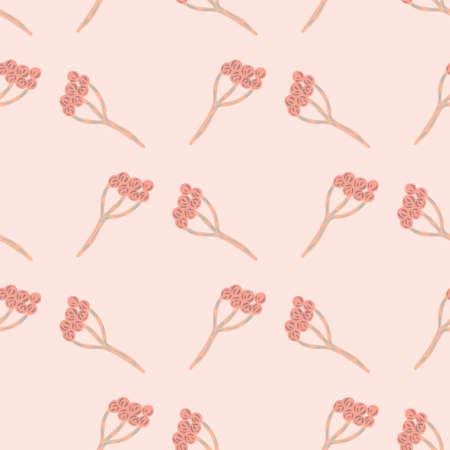 Floral seamless pattern in pink pastel colors with yarrow ornament. Meadow nature doodle backdrop. Graphic design for wrapping paper and fabric textures. Vector Illustration.のイラスト素材