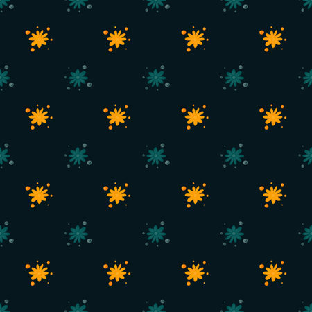 Dark seamless abstract nature pattern with meadow chamomile flowers print. Black background. Graphic...