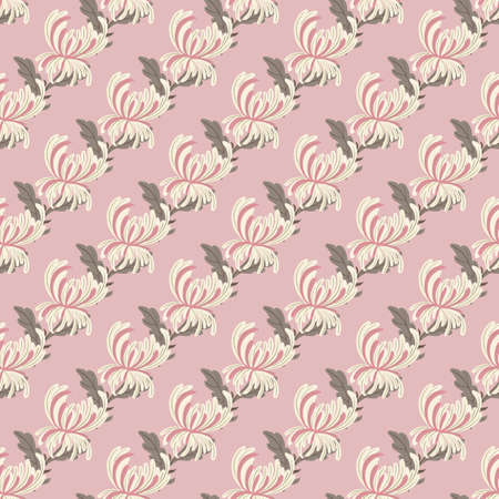 Flat floral seamless pattern with little chrysanthemum flowers elements. Pastel pink background. Flat vector print for textile, fabric, gift wrap, wallpapers. Endless illustration.のイラスト素材
