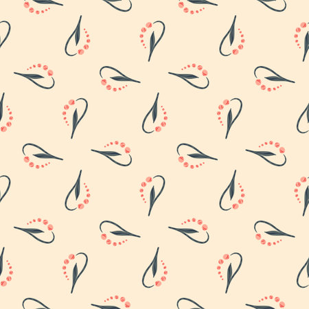 Geometric style seamless pattern with abstract lily of the valley elements. Pastel light pink background. Stock illustration. Vector design for textile, fabric, giftwrap, wallpapers.のイラスト素材