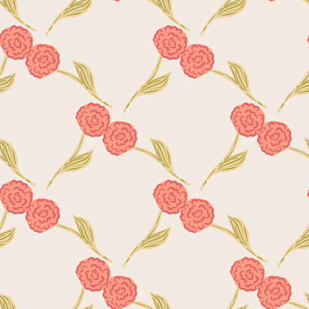 Floral garden seamless pattern with red roses silhouettes. Pastel pink background. Stock illustration. Vector design for textile, fabric, giftwrap, wallpapers.のイラスト素材