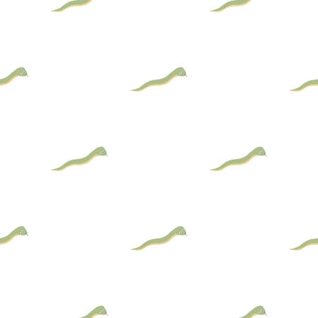 Minimalistic style seamless pattern with green little worm silhouettes shapes. White background. Stock illustration. Vector design for textile, fabric, giftwrap, wallpapers.のイラスト素材