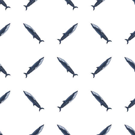 Seamless pattern whale on white background. Template of cartoon character of ocean for fabric.Repeated geometric diagonal texture with marine cetacean.Design for any purposes.Vector illustrationのイラスト素材