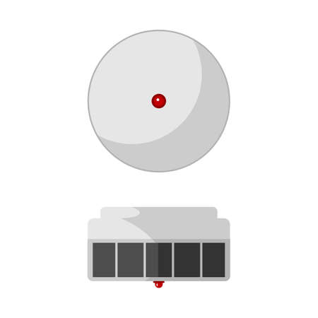 Icon fire prevention smoke detector sensor on white background. Gas sensor gray in flat style. Home safety alarm. Vector illustrationのイラスト素材