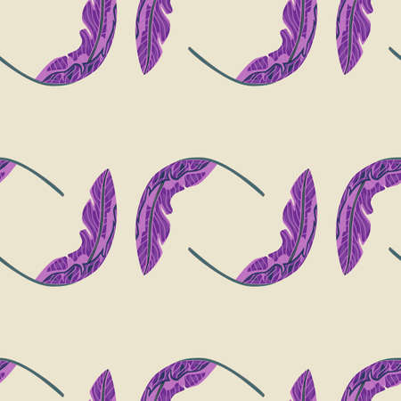 Seamless pattern with decorative banana leaves random silhouettes. Pastel purple tones. Vector illustration for seasonal textile prints, fabric, banners, backdrops and wallpapers.のイラスト素材