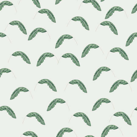 Decorative seamless pattern with blue random small banana leaf shapes. Light background. Vector illustration for seasonal textile prints, fabric, banners, backdrops and wallpapers.のイラスト素材