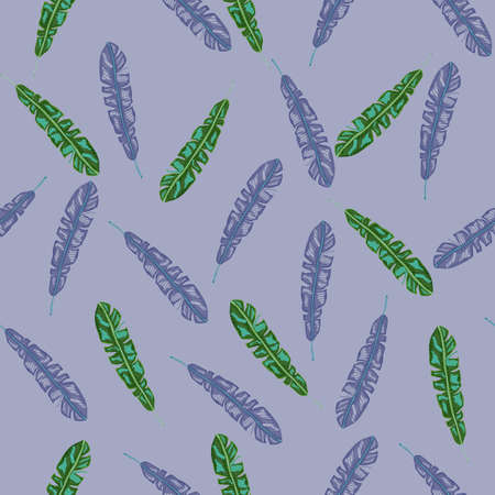 Botanical seamless pattern with random tropic leaf elements print. Purple background. Simple style. Flat vector print for textile, fabric, giftwrap, wallpapers. Endless illustration.のイラスト素材