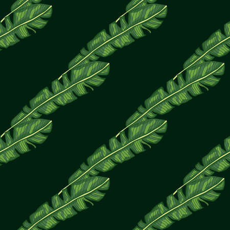 Diagonal botanical tropic leaves green print seamless pattern. Simple style. Flat vector print for textile, fabric, giftwrap, wallpapers. Endless illustration.のイラスト素材