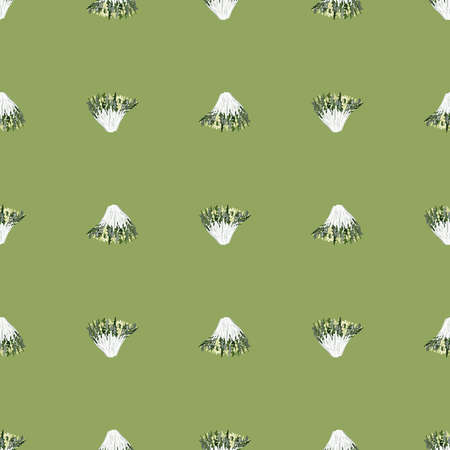 Seamless pattern frisee salad on light green background. Minimalistic ornament with lettuce. Geometric plant template for fabric. Design vector illustration.のイラスト素材