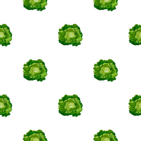 Seamless pattern Butterhead salad on white background. Simple ornament with lettuce. Geometric plant template for fabric. Design vector illustration.のイラスト素材
