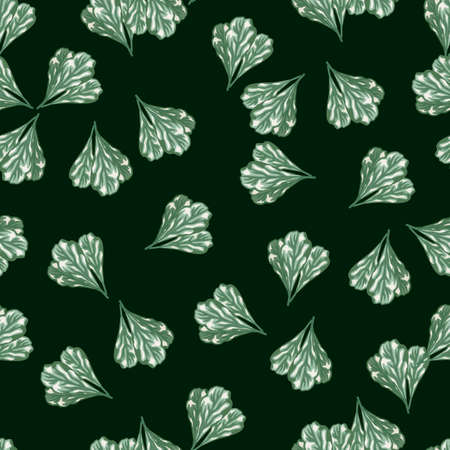 Seamless pattern bunch mangold salad on dark teal background. Abstract ornament with lettuce. Random plant template for fabric. Design vector illustration.のイラスト素材