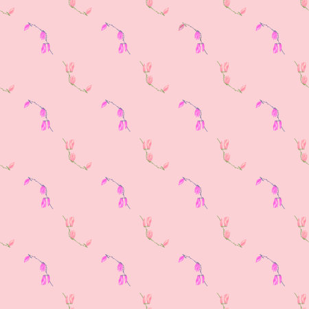 Seamless pattern Magnolias on pastel background. Beautiful texture with spring pink flowers. Geometrical floral template for fabric. Design vector illustration.のイラスト素材