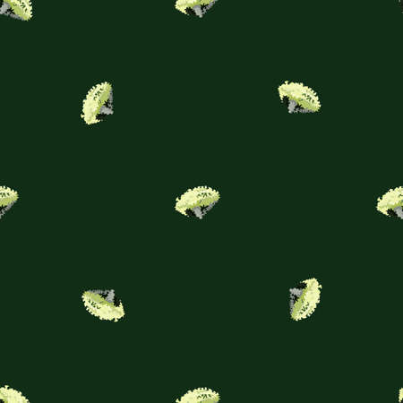 Seamless pattern lola rosa salad on dark green background. Minimalism ornament with lettuce. Geometric plant template for fabric. Design vector illustration.のイラスト素材