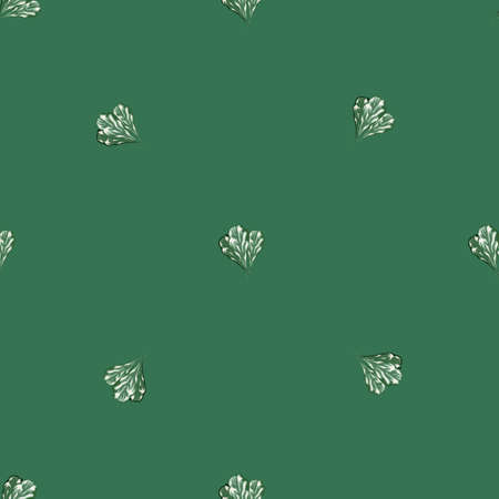 Seamless pattern bunch mangold salad on teal background. Simple ornament with lettuce. Geometric plant template for fabric. Design vector illustration.のイラスト素材