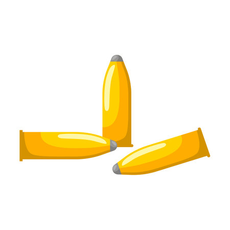 Bullets isolated on white background icon set. Gun elements in flat style. Vector illustration.のイラスト素材