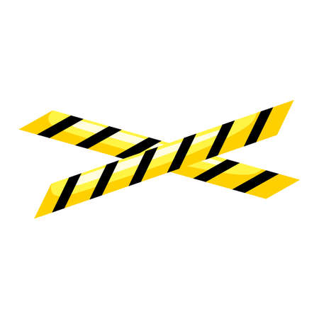 Warning tapes isolated on white background. Border black and yellow police stripe. Vector illustration design.のイラスト素材