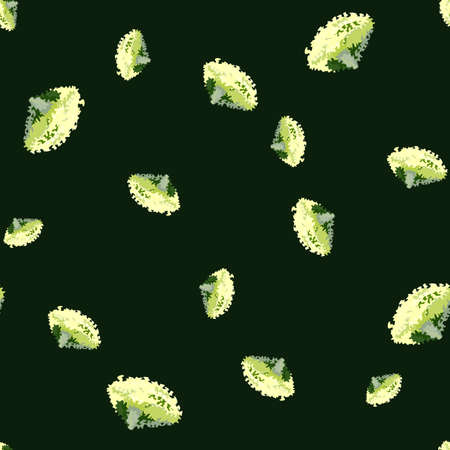 Seamless pattern lola rosa salad on sdark green background. Simple ornament with lettuce. Random plant template for fabric. Design vector illustration.のイラスト素材