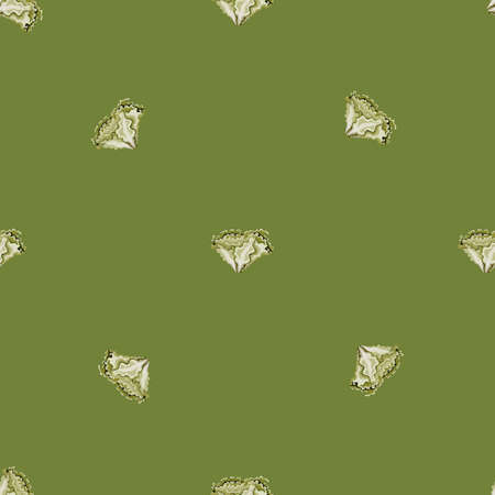 Seamless pattern Batavia salad on green background. Simple ornament with lettuce. Geometric plant template for fabric. Design vector illustration.のイラスト素材