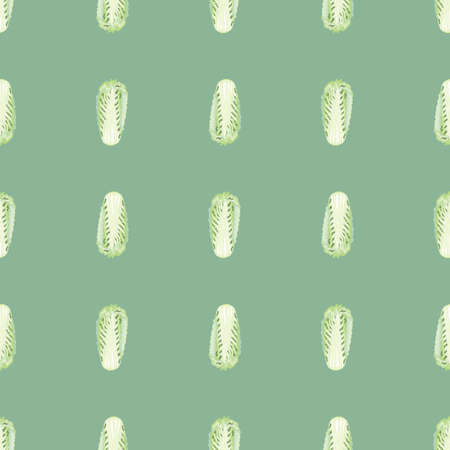 Seamless pattern Chinese cabbage on pastel background. Modern ornament with lettuce. Geometric plant template for fabric. Design vector illustration.のイラスト素材