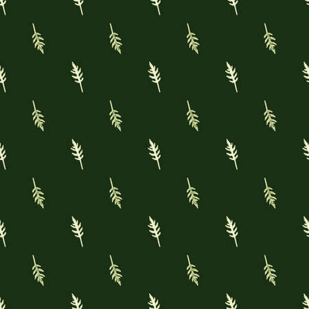 Seamless pattern bunch arugula salad on dark green background. Minimalistic ornament with lettuce. Geometric plant template for fabric. Design vector illustration.のイラスト素材