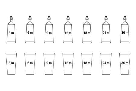 Period after opening tube for packaging design isolated on white background. Open box cosmetic icon. Vector illustration design.のイラスト素材