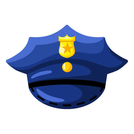 Blue hat police isolated on white background. Police officer uniform. Vector illustration design.のイラスト素材