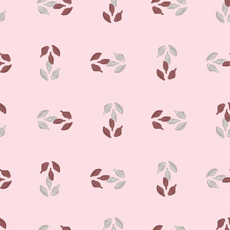 Seamless pattern cardamom on pink background. Cute plant sketch ornament. Geometrical texture template for fabric. Design vector illustration.のイラスト素材