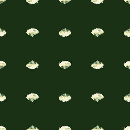 Seamless pattern lola rosa salad on dark green background. Minimalism ornament with lettuce. Geometric plant template for fabric. Design vector illustration.のイラスト素材