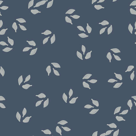 Seamless pattern cardamom on dark gray background. Cute plant sketch ornament. Random texture template for fabric. Design vector illustration.のイラスト素材