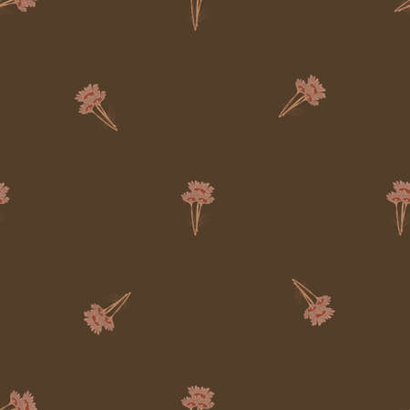 Seamless pattern chamomile on brown background. Beautiful ornament summer flowers. Geometrical texture template for fabric. Design vector illustration.のイラスト素材