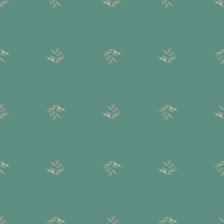 Seamless pattern wormwood on teal background. Beautiful plant ornament. Geometrical texture template for fabric. Design vector illustration.のイラスト素材